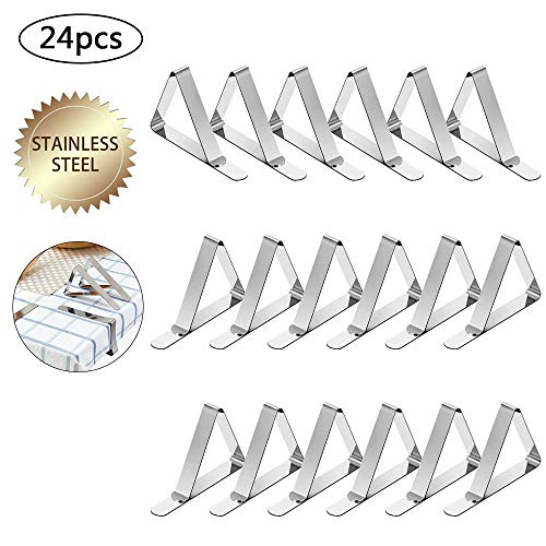 24 Pack Clips de Mantel, Clips de Acero Inoxidable Mantel Pinza para Mantel Cubierta, Ideal para el Hogar, Fiestas, Picnics, Restaurante, Bodas, Buffets, Cenas