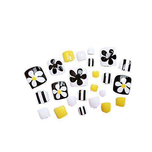 24 pieza creativa floral clavos Corto falsa artificial falsa Toe Nails Variedad Toe clavos con adhesivo