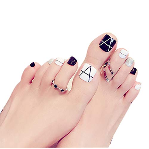 24 unidades Fácil tipo errónea clavos Corto Artificial falsa Toe Nails Variedad Toe clavos con adhesivo