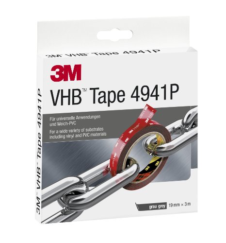 3M VHB 7000072418 Cinta Adhesiva para Materiales Diferentes Combinados, 19 mm X 3 m, 1.1 mm, 1 unidad, Gris