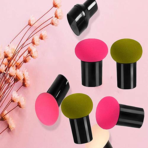 4 esponjas de maquillaje con diseño de hongos con mango para maquillaje