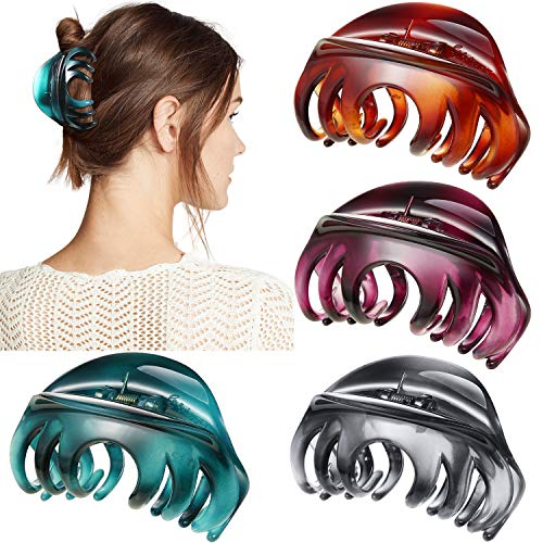 4 Piezas Garras de Pelo Pinzas de Garras de Cabello Grandes de 4 Pulgadas, Pinzas de Cabello Bonitas Clips de Cabello Grandes para Cabello Grueso Mujeres y Niñas