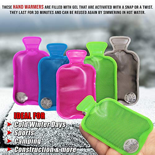 5 Mini Botellas de Agua Caliente, Calentadores de Manos - Reutilizable y Portátil - Clic para Calor Instantáneo En Cualquier Momento, En Cualquier Sitio| Guantes Bolsillo| Viajes Camping Senderismo.