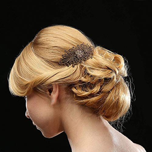 5 pinzas para el cabello francesas vintage, pinzas para el cabello rosas, pinzas para el cabello de bronce metálico, accesorios para mujeres, para mujeres, regalo de San Valentín para niñas (bronce)