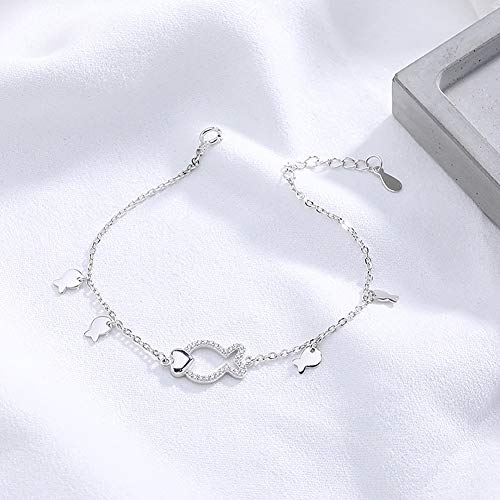 53 cumpleaños regalos para mujer – plata de ley 925 para mujer cinco lindas pulseras de peces de plata, 53 años de edad, regalos de cumpleaños para mujeres, divertido 53 cumpleaños regalos para mujer