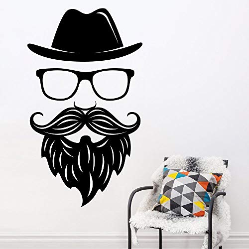 57 * 99cm vinilo pared Wall Sticker Decal moderno frente desmontable poster bigote pelo Salon de belleza hombre Beauty Shop Decor Wall Decal