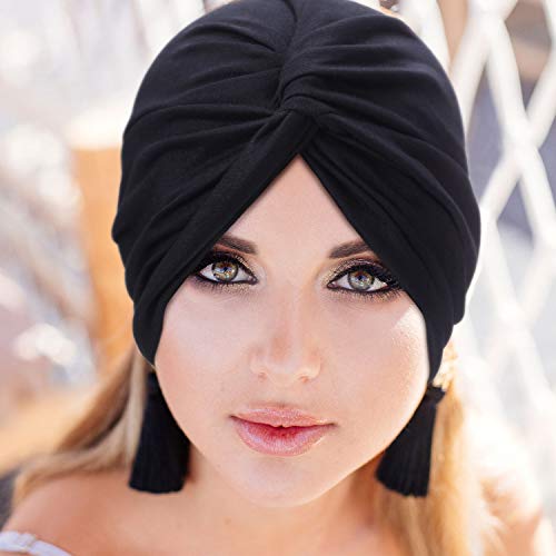 6 Piezas Turbantes para Mujeres Gorro Turbante Plisado de Moda con Nudo Pre-atado Suave Pañuelo de Cabeza, 6 Colores