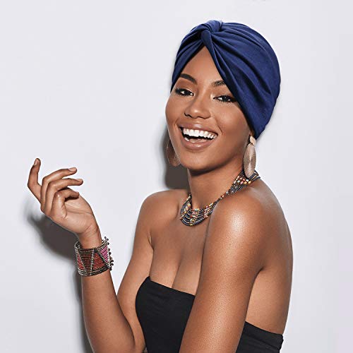 6 Piezas Turbantes para Mujeres Gorro Turbante Plisado de Moda con Nudo Pre-atado Suave Pañuelo de Cabeza, 6 Colores