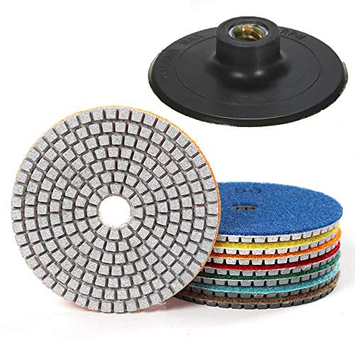 7 Piezas 4 Pulgadas Diamond Polishing Pad Húmedo para Pulidor de Piedra Mojada Pulidora Diamante Accesorios