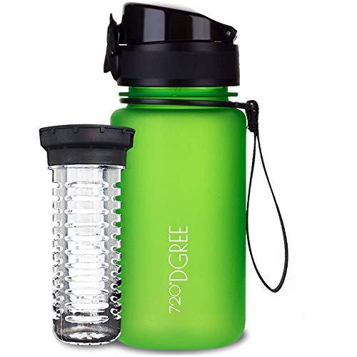 720°DGREE Botella de Agua uberBottle – 350 ml, 350ml, Verde | Novedosa Botella Deportiva | Sin BPA | Ideal para niños, Fitness, Deportes, fútbol, guardería, Escuela, pequeños, antigoteo