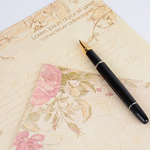 80 Hojas Papel de Carta Vintage Antiguo Escritura Escribir (26cm*18.5cm) para Decoración Manualidades Scrapbooking Poemas Imprimible con Varios Diseños Elegantes