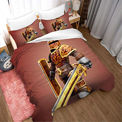 916 Duvet Cover Sets 3D Roblox Printing Cartoon Bedding Set with Zipper Closure 100% Polyester Gift Duvet Cover 3 Pieces Set with 2 Pillowcases L-GB SuperKing102*87"(260 * 220cm)