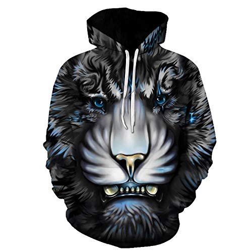 Abrigo Sudadera con Capucha Encapuchado con Capucha Anime Unisex Mangas largasPintura de Color de otoño e Invierno león 3d-Y-5105_S