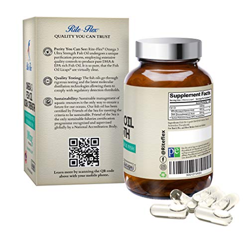 Aceite de Pescado con Omega 3 RiteFlex 330/220mg EPA DHA | 120 Marine Licaps® | Ayuda al Buen Funcionamiento de la Visión y el Cerebro | Procedente de Peces el Libertad Sostenibles Certificados 1000mg