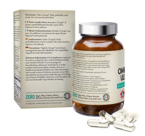 Aceite de Pescado con Omega 3 RiteFlex 330/220mg EPA DHA | 120 Marine Licaps® | Ayuda al Buen Funcionamiento de la Visión y el Cerebro | Procedente de Peces el Libertad Sostenibles Certificados 1000mg