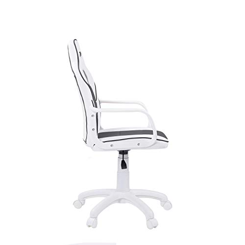 Adec - DRW, Silla de Escritorio, Estudio o Despacho, Sillon Gaming Acabado en Color Blanco y Gris, Medidas: 60 cm (Ancho) x 60 cm (Fondo) x 98-108 cm (Alto)