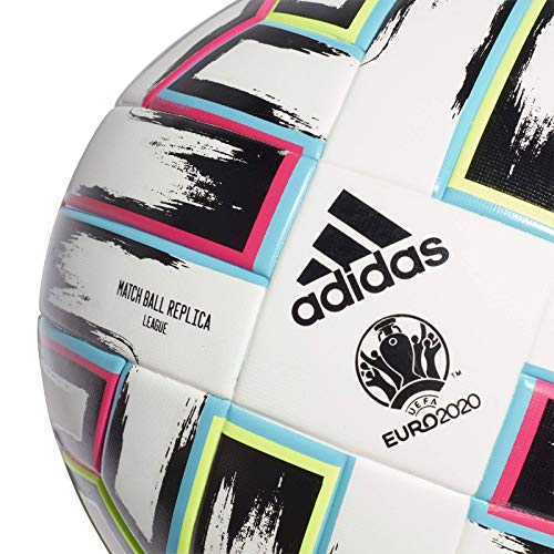 adidas UNIFO LGE XMS Balón de Fútbol, Men's, White/Black/Signal Green/Bright Cyan, 5