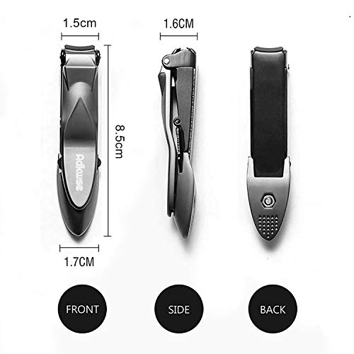 Adkwse Cortaúñas, cortaúñas, grande, con recipiente colector (evita salpicaduras de uñas), cortaúñas profesional, acero inoxidable