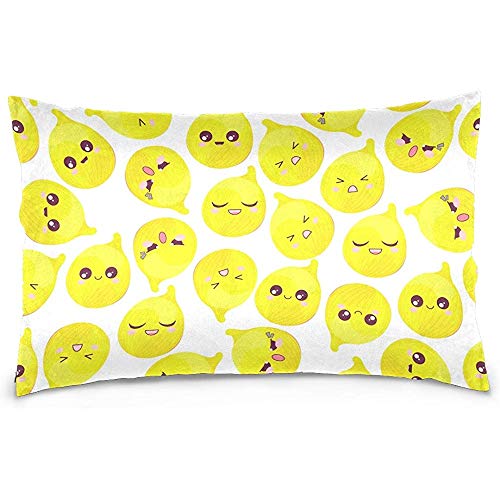 Agnes Carey Lemon Onions Smile Face Velvet Oblong Lumbar Plush Throw Pillow Cover/Shams Funda de cojín 20Inch * 30Inch Diseño de Cremallera Invisible Decorativo