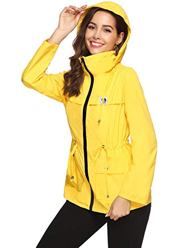 Aibrou Cortavientos Abrigos Impermeables con Capucha Ligera para Mujer,Chubasquero Deporte para al Aire Libre,Ropa de Secado Rápido Chaqueta de Viento e Impermeable