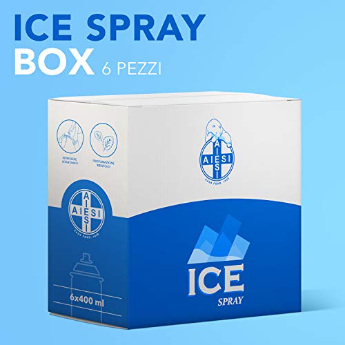 AIESI® Hielo Spray instantáneo con MENTOL lata de 400 ml ICE SPRAY (Paquete de 6 piezas) # Made in Italy