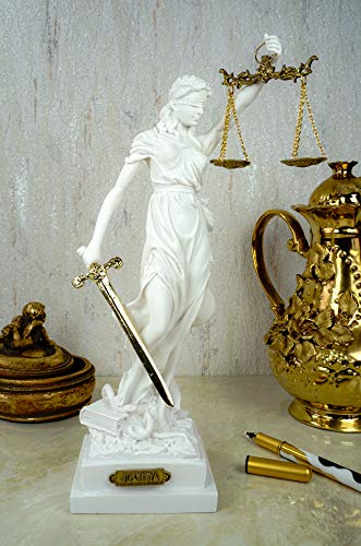 Alabaster Justitia Göttin figura Escultura Themis BGB justicia justicia 32 cm blanco