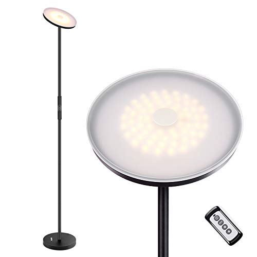 Albrillo LED Lámpara de Pie - Lámpara Táctil de Hierro 20W con Control Remoto, 3 Temperaturas de Color, Regulable sin Escalonamientos, Bajo Consumo, Lámpara Moderna para Salón, Dormitorio y Oficina