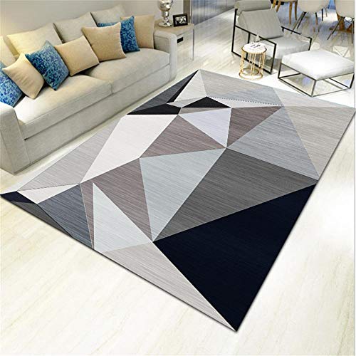 Alfombra mullida Alfombra Moderna Alfombra Rectangular Grupo de triángulos Gris Negro para Sala de Estar de 0,7 cm de Grosor - Gris Negro_80 * 120 cm