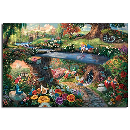 Alicia en el país de las maravillas lienzo pintura por Thomas Kinkade carteles impresiones arte de la pared imagen moderna decoración del hogar niño Navidad regalos sin marco