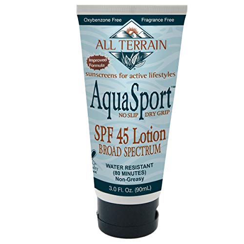 All Terrain AquaSport SPF45 loción protector solar 3.5 oz, protector solar mineral, seguro para arrecifes, utilizando ingredientes naturales