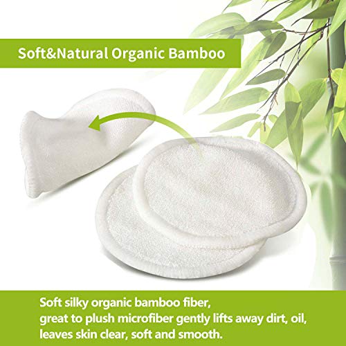 Almohadillas Desmaquillantes Reutilizables Discos De Maquillaje Bambú Algodón, Algodón Orgánico Microfibra Maquillaje Ojos Lavable, Super Suave Absorción Almohadillas De Paño De Lavado, 16 Pieza