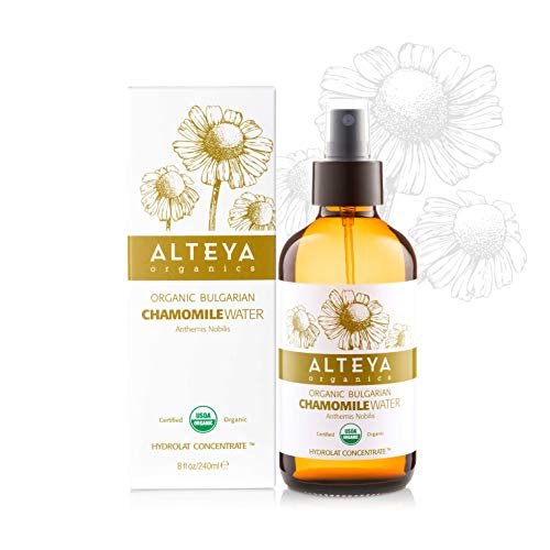 Alteya Botella de agua de manzanilla orgánica de 240 ml - USDA certificado orgánico floral agua vapor destilado de frescas Anthemis Nobilis flores - hidratante, calmante y calmante