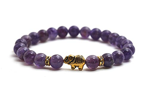 Amatista pulsera de elefante con perlas naturales y piezas destacadas de cristal – BERGERLIN