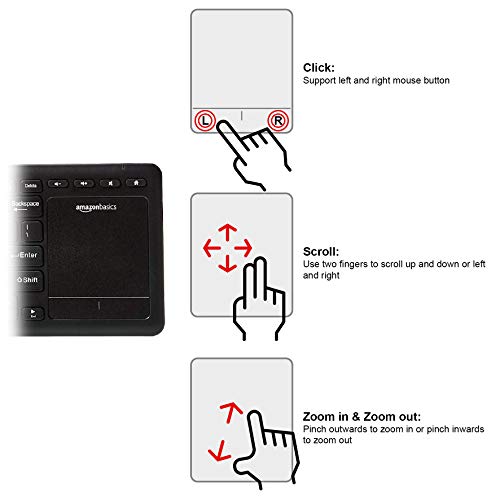 AmazonBasics - Teclado inalámbrico con Touchpad para televisión Smart TV - formato español (QWERTY)