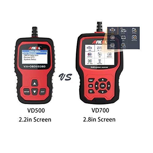 ANCEL VD700 Lector de Códigos OBD2 Escáner de Todo el Sistema con 8 Características Especiales para Vehículos VAG OBD Cambio de Aceite TPMS EPB TPS Codificación del Inyector SAS DPF Regeneración