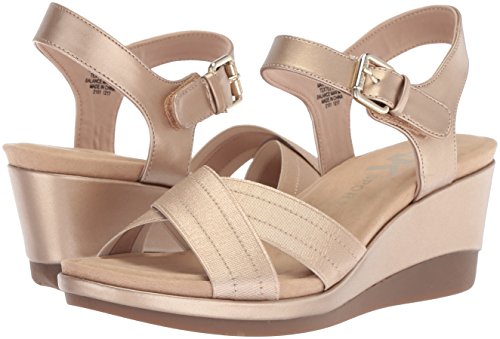 Anne Klein Mujeres Zapato de Piso, Metallic Light Natural Ivory Synthetic, Talla 8.5