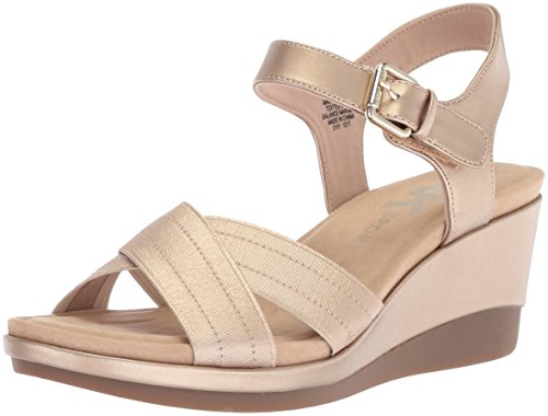 Anne Klein Mujeres Zapato de Piso, Metallic Light Natural Ivory Synthetic, Talla 8.5