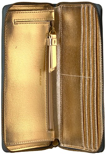 Anne Klein Slim Zip Around - Cartera Madera de Pino Salvaje/Metalizado/Dorado/Metalizado/Plata/Colorete Colorido. Talla única