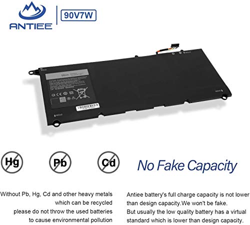 ANTIEE 56Wh 90V7W Laptop Battery Batería para Dell XPS13 XPS 13 9343 9350 XPS13-9350-D1608 XPS13-9350 13D-9343-3708 Ultrabook P54G P54G001 P54G002 5K9CP DIN02 9OV7W 4-Cell 7.6V 7435mAh