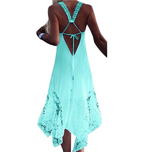 APOO Beach Swimwears Swim Dress Tunic 2020 Sexy Women Long Beach Dress White Beach Tunic Swimsuit Bikini Lace Cover Up, Verde, M