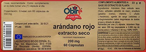 Arándano rojo 5000 mg. (ext. seco 200 mg.) 60 capsulas. (Pack 2 unid.)