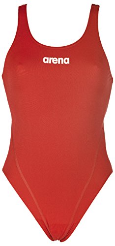 ARENA W High Bañador Deportivo Mujer Solid Swim Tech Alto, Red-White, 36