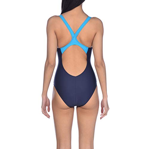 Arena W V Back One Piece Bañador Deportivo Mujer Harmonious, Navy-Turquoise, 36