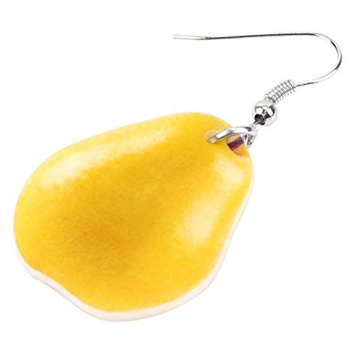 Aretes de pera de pera de bergamota jugosa de acrílico, grandes y largos, joyería única de fruta