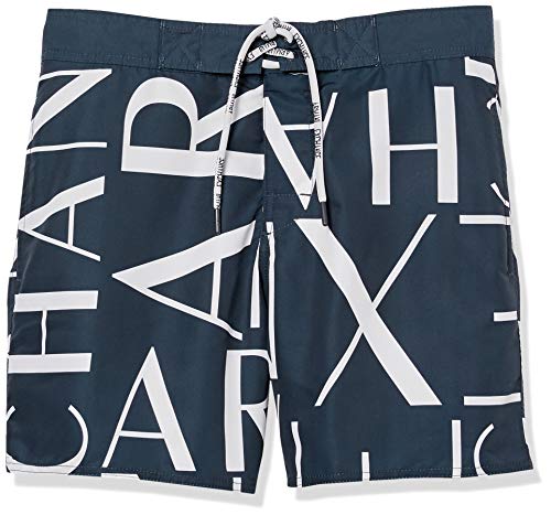 Armani Exchange Lettering Game Bañador, Azul (BLU Navy/Bianco-Blue Navy/White 18535), Medium para Hombre