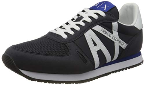 Armani Exchange Retro Running Sneakers, Zapatillas para Hombre, Azul (Navy+Op.White K487), 43 EU