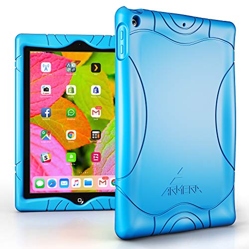 Armera iPad 9.7 Pulgadas 2018 2017 Funda Extra Fuerte Silicón en Las Esquinas para Protección Antigolpes y Anticaídas, Seguro para Niños para el iPad 9.7 6th / 5th Gen (A1822 A1823 A1954), Azul