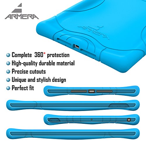 Armera iPad 9.7 Pulgadas 2018 2017 Funda Extra Fuerte Silicón en Las Esquinas para Protección Antigolpes y Anticaídas, Seguro para Niños para el iPad 9.7 6th / 5th Gen (A1822 A1823 A1954), Azul