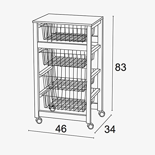 Arredamenti Italia Carrito de Cocina GINGERONE, Madera - 4 cestas - Color: Madera de Cerezo Ar-It il Cuore del Legno