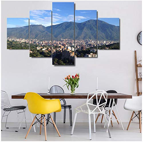 artppolr 5 Piezas Avila Caracas Montaña Impresión en lienzo Pintura Arte de la pared Póster Decoración moderna del hogar Imágenes de la sala de estar 30x40 30x60 30x80cm Sin marco